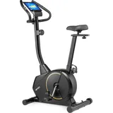 Gymtek Magnetischer Heimtrainer, Fahrrad für Zuhause bis 135kg, 8 Widerstandsstufen, 9kg Schwungmasse, Heimtrainer Fahrrad mit LCD Display, Hometrainer Fahrrad für Zuhause (Schwarz und gold)