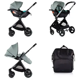 Chipolino Kinderwagen Elite 3 in 1 i-Size Babyschale Sportsitz Babywanne Tasche grün - Grün