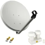 Premium X PremiumX Satelliten-Komplettanlage 80cm Satellitenschüssel Single Monoblock Astra Hotbird SAT LNB 2X F-Stecker