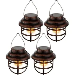 4er Set LED Solar Pendel Laternen Gitter Design Außen Beleuchtung Garten Hänge Lampen Terrasse
