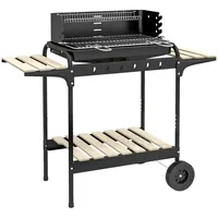Outsunny Holzkohlegrill, Schwarz, Metall, 47x95x103 cm, Grills & Outdoor-Küchen,