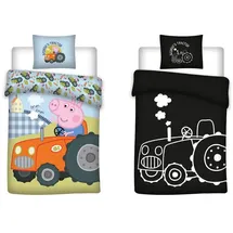 BrandMac ApS Kinderbettwäsche 100% x 135 cm / 40 x 60 cm Baumwolle, GLOW IN THE DARK Peppa Pig"