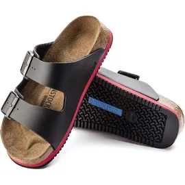 Birkenstock Arizona Superlauf, Birko-Flor, schwarz/rot, schmal, Größe 47