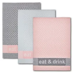 Dyckhoff Geschirrtuch 3-Set 'eat & drink' 50 x 70 cm