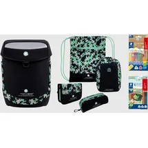innovabaq Schulranzen Set 8-tlg. Schwarz/Türkis