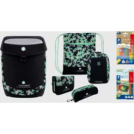 innovabaq Schulranzen Set 8-tlg. Schwarz/Türkis
