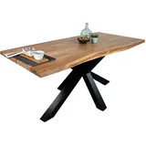 möbelliebling Esstisch Baumkante massiv Akazie Natur 140 x 80 Spider-Gestell schwarz TIM