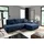 Fun Möbel Ecksofa Sofa mit Schlaffunktion VOGAR Stoff Poso Blau Ottomane Rechts - Blau