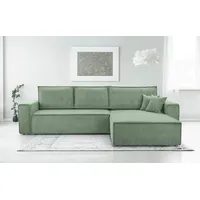 ax living Eckcouch Cord 2-Sitzer Salbeigrün