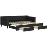 vidaXL Tagesbett Ausziehbar mit Schubladen Schwarz 90x200 cm Stoff1886851