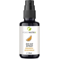 Power-Nutrix Vitamin D3+K2 30ml Spray - 1000 IE Vitamin D (Cholecalciferol) pro Sprühstroß | Geschmack: Orange
