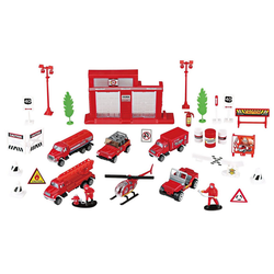 Bubble-Store Spielzeug-LKW Auto-Spielset, Polizei- / Rettungs-Station mit 35 rot