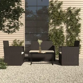 vidaXL Polyrattan Lounge-Set 4-tlg. schwarz inkl. Kissen 319194