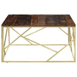 vidaXL Couchtisch Golden Edelstahl und Massive Holzschwellen