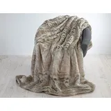 JotCo Felldecke Grauwolf grau-beige, aus weichem Fellimitat, als Wohndecke, Tagesdecke oder Kissen (Felldecke 170x220cm)