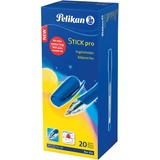 Pelikan Kugelschreiber Stick pro, 1 Box mit 20 Stück, Schreibfarbe: blau
