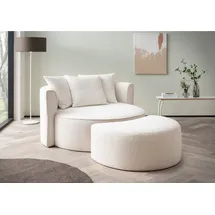 LeGer Home by Lena Gercke Rundsessel ISALIE Samt 153 x 98 x 208 cm Beige mit Hocker