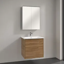 Villeroy & Boch Finero Waschtischunterschrank 65 cm mit Waschtisch und Spiegelschrank, 2 Auszüge