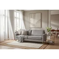 Home Affaire 3-Sitzer HOME AFFAIRE "Pinto Skandi,Maxi-Ausführung, 236 cm, Chenille, Struktur", grau (silber grau), B:236cm H:89cm T:97cm, 100% Polyester, Sofas, mit Keder, Massivholzfüße Eiche geräuchert, Wellenunterfederung