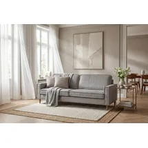 Home Affaire 3-Sitzer HOME AFFAIRE "Pinto Skandi,Maxi-Ausführung, 236 cm, Chenille, Struktur", grau (silber grau), B:236cm H:89cm T:97cm, 100% Polyester, Sofas, mit Keder, Massivholzfüße Eiche geräuchert, Wellenunterfederung