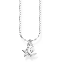 Halskette mit Stern und Mond Anhängern - 925 Sterlingsilber