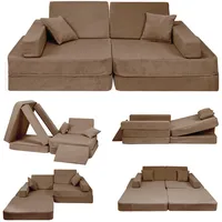MeowBaby Kindersofa,, Braun, Textil, 160x24x80 cm, Kinder- & Jugendzimmer, Kindermöbel, Kindersitzmöbel & -tische, Kindersessel & -sofas