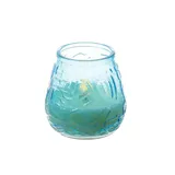 MARELIDA LED Windlicht Echtwachs Kerze im Glas Timer mit Batterie H: 9,5cm blau