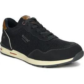 Mustang Herren Sneaker luftig sportlich und pflegeleichter Schnürschuh 4154-317, Größe:45 EU, Farbe:Mehrfarbig - Blau 45