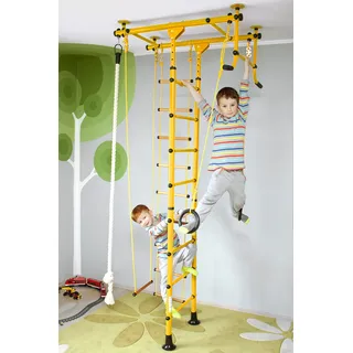 NiroSport Sprossenwand Kinderzimmer M1 Gelb Sprossenwand indoor Sprossenwand ohne bohren Kinder Sportgerät, Klettergerüst