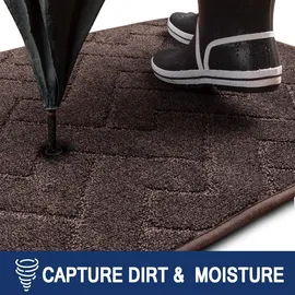 FCSDETAIL Fußmatte 60x90cm Dunkelbraun rutschfest waschbar