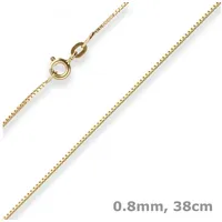 Schmuck Krone Goldkette 0,8mm Veneziakette aus 585 Gelbgold 38cm mit Zwischenöse, Gold 585 goldfarben