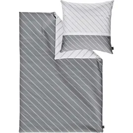 IBENA bugatti Satin Bettwäsche Gestreift Grau 135 x 200 cm + 80 x 80 cm