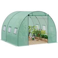 WOLTU Gewächshaus, Foliengewächshaus für Aufzucht Tomaten, Tomatenhaus Winterfest mit Tür 6 Fenstern, aus Stahlrohr PE, 300 x 300 x 200 cm, Grün
