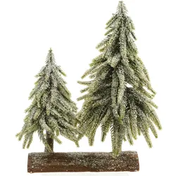 Tannenbäume auf Baumstamm Deko 28x28cm Kunststoff beschneit Dekobaum Weihnachten Weihnachtsbaum Weihnachtsdeko & Winterdeko