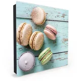 Primedeco Schlüsselkasten Magnetpinnwand mit Glasfront Macarons auf Holz (1 St)