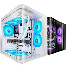 Mars Gaming Mc-curv Gaming-Gehäuse ATX, dreifach gebogen, gehärtetes Glas, Doppelkammer, USB-C, Weiß
