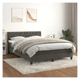vidaXL Boxspringbett mit Matratze Dunkelgrau 140x200 cm Samt