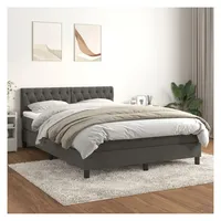 vidaXL Boxspringbett mit Matratze Dunkelgrau 140x200 cm Samt