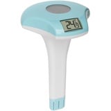 TFA Dostmann Digitales Poolthermometer, 30.2033.20, solarbetrieben, schwimmend mit Befestigungsleine, Wassertemperatur messen, weiß-türkis