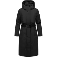 Navahoo Damen, Wintermantel warmer, Wasserabweisender Parka mit Kapuze und Taillengürtel Waldbummler 14 Black Gr. XL - XL
