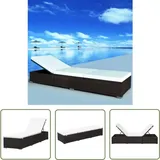 The Living Store - Sonnenliege mit Auflage in Cremeweiß Poly-Rattan Braun - Sonnenliege - Gartenliege - Liege - Outdoor Möbel - Rattan Möbel