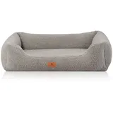 Knuffelwuff Hundebett Wollekopp Orthopädisch Kunstfell M-L 85 x 63cm Grau