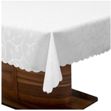 Simurq Tischdecke Abwaschbar - Lotuseffekt, Wasserabweisend & Pflegeleicht Tischdecken (Tischdecke weiß Grau Beige Tischdecke Rund - Tischtuch Table Cloth) weiß Eckig | 160 cm x 220 cm