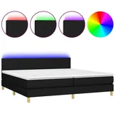 vidaXL Boxspringbett mit Matratze & LED Schwarz 200x200 cm Stoff
