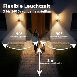 Grafner Außenwandleuchte Edelstahl 34,5 cm inkl. Bewegungsmelder silber/weiß