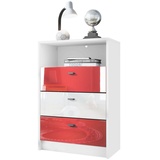 Vladon Kommode Pino V2 (Anrichte, mit 3 Schubladen), Fußball Bundesliga München - Rot, Weiß & Rot Hochglanz (56x86,5x36 cm) rot