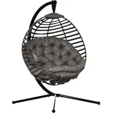 Outsunny Hängesessel Hängekorb mit Gestell für 1 Person, faltbare Hängeschaukel mit Kissen, Stahl, 126x118x172cm für Garten & Balkon   Aosom.de