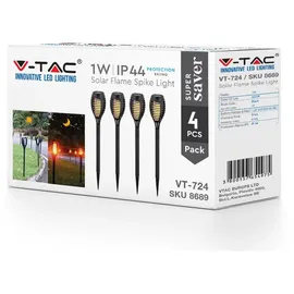 V-Tac 4er Set LED Solarleuchte, schwarz , H 50 cm VT-724