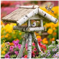 Voss.garden „Holm“ - preiswertes Reetdach-Vogelhaus mit Ständer,