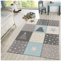Kinderteppich Kinder Teppich Spielteppich Karos Punkte Sterne, TT Home, quadratisch, Höhe: 17 mm blau quadratisch - 133 cm x 133 cm x 17 mm